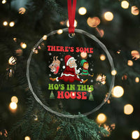 Funny Xmas Naughty Santa Crystal Glass Ornament There's Some Ho's In This House Elf Reindeers TS11
