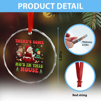 Funny Xmas Naughty Santa Crystal Glass Ornament There's Some Ho's In This House Elf Reindeers TS11