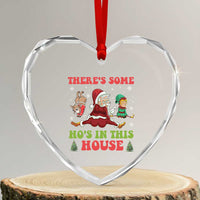 Funny Xmas Naughty Santa Heart Crystal Glass Ornament There's Some Ho's In This House Elf Reindeers - Wonder Print Shop