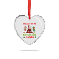 Funny Xmas Naughty Santa Heart Crystal Glass Ornament There's Some Ho's In This House Elf Reindeers - Wonder Print Shop