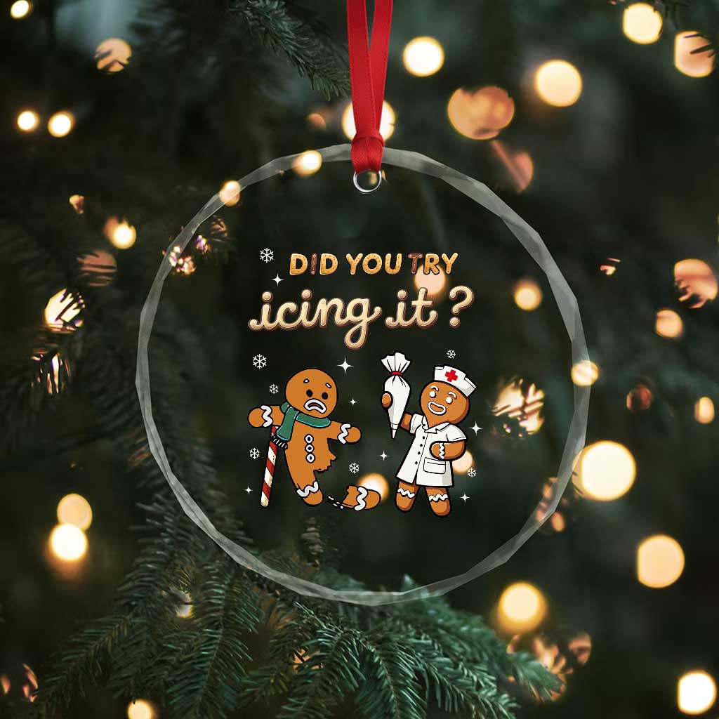 Funny Xmas Nurse Crystal Glass Ornament Did You Try Icing It Gingerbreads TS11