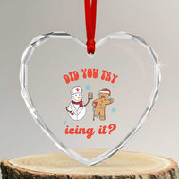 Funny Xmas Nurse Heart Crystal Glass Ornament Did You Try Icing It? Snowman Nurse Snap Gingerbread - Wonder Print Shop