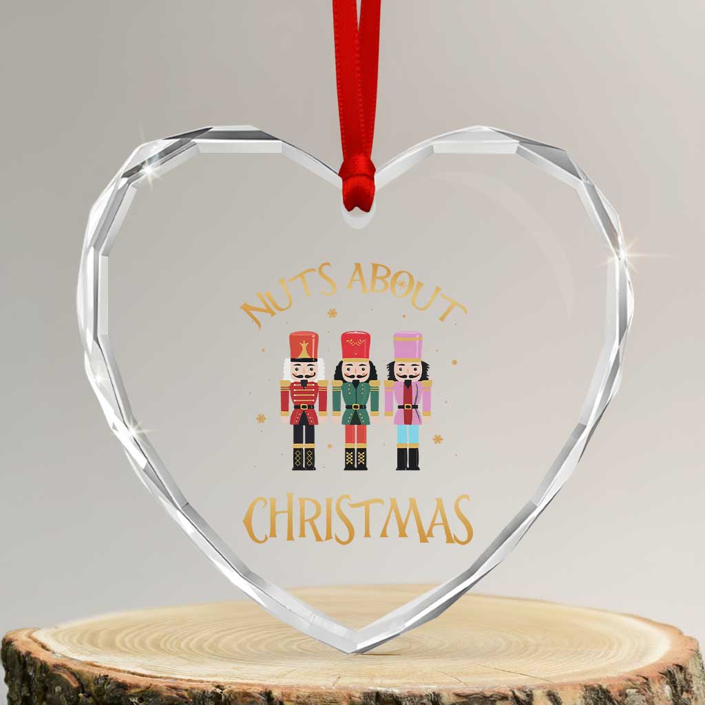 Funny Xmas Nutcracker Heart Crystal Glass Ornament Nuts About Xmas Snowflake - Wonder Print Shop