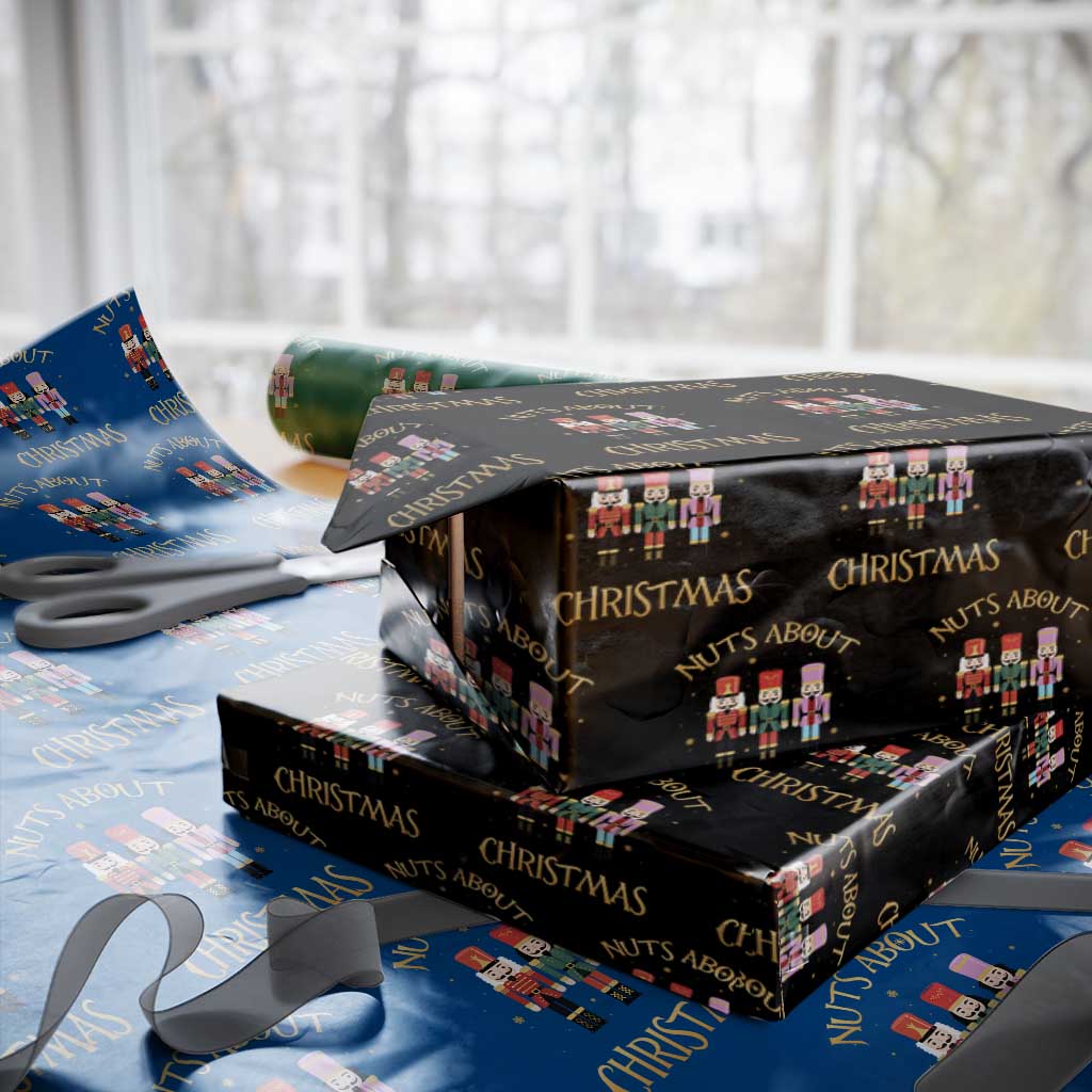 Funny Xmas Nutcracker Wrapping Paper Roll Nuts About Christmas Snowflake - Wonder Print Shop