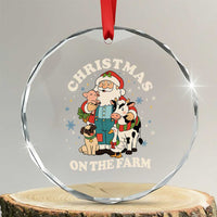 Funny Xmas On The Farm Crystal Glass Ornament Christmas Farmer Santa Claus Livestock - Wonder Print Shop