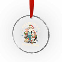Funny Xmas On The Farm Crystal Glass Ornament Christmas Farmer Santa Claus Livestock - Wonder Print Shop