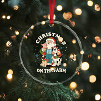 Funny Xmas On The Farm Crystal Glass Ornament Christmas Farmer Santa Claus Livestock - Wonder Print Shop
