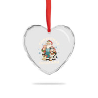 Funny Xmas On The Farm Heart Crystal Glass Ornament Christmas Farmer Santa Claus Livestock - Wonder Print Shop