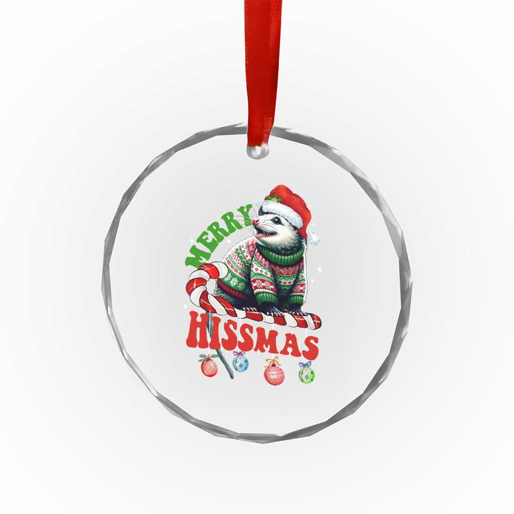 Funny Xmas Opossum Crystal Glass Ornament Merry Hissmass TS09