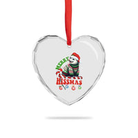 Funny Xmas Opossum Heart Crystal Glass Ornament Merry Hissmass - Wonder Print Shop