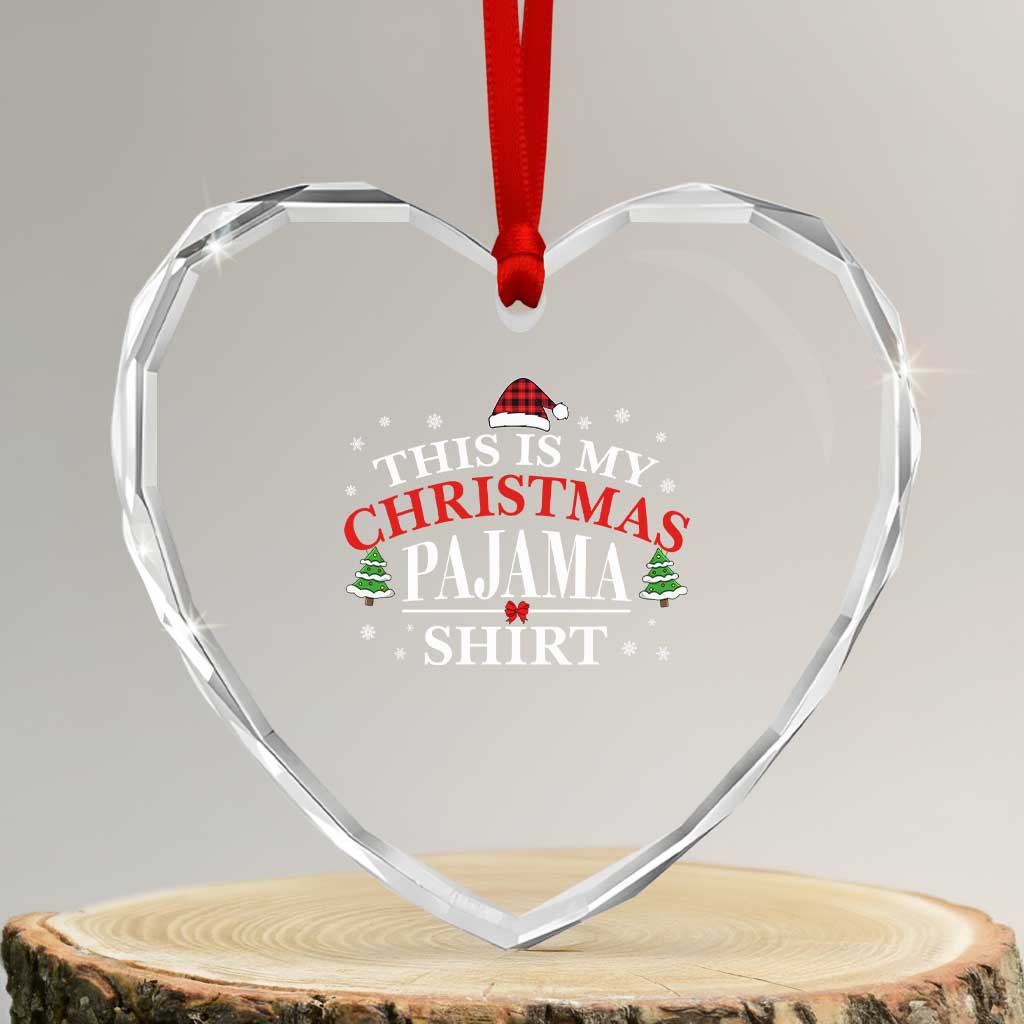 Funny Xmas Pajama Heart Crystal Glass Ornament PJ PJS for Family - Wonder Print Shop
