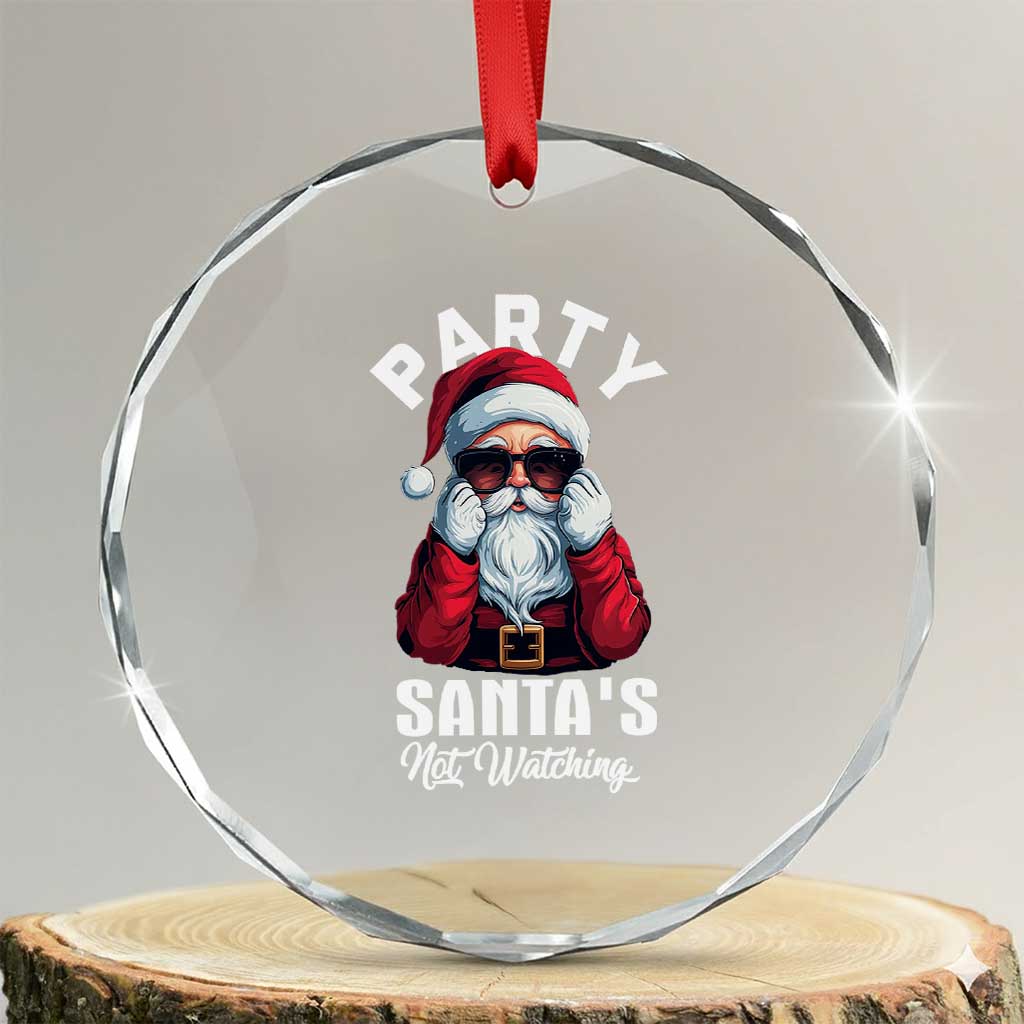 Funny Xmas Party Crystal Glass Ornament Like Santa's Not Watching Santa Sunglass TS09