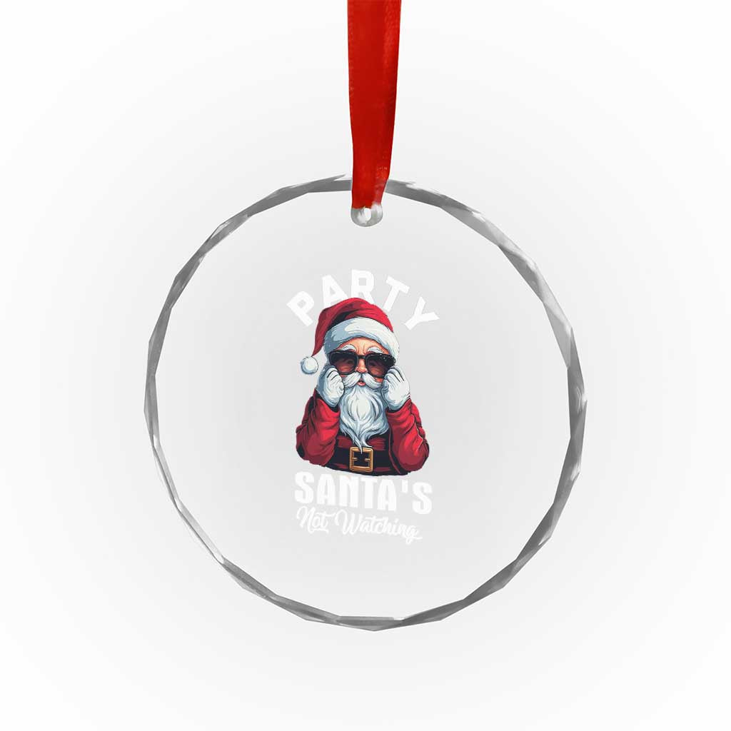 Funny Xmas Party Crystal Glass Ornament Like Santa's Not Watching Santa Sunglass TS09