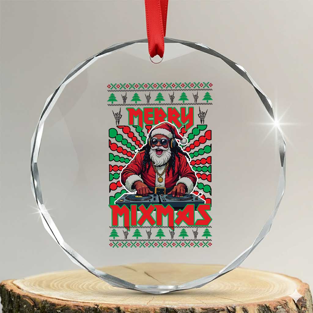 Funny Xmas Party Crystal Glass Ornament Merry Mixmas Santa DJ TS09