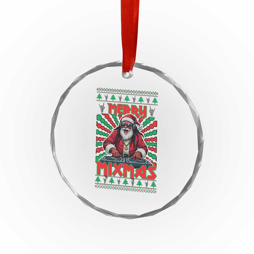 Funny Xmas Party Crystal Glass Ornament Merry Mixmas Santa DJ TS09