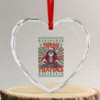 Funny Xmas Party Heart Crystal Glass Ornament Merry Mixmas Santa DJ - Wonder Print Shop