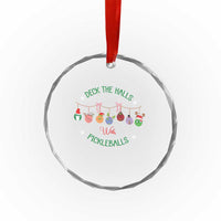 Funny Xmas Pickleball Crystal Glass Ornament Deck The Halls With Pickleballs Santa Hat TS11