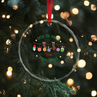 Funny Xmas Pickleball Crystal Glass Ornament Deck The Halls With Pickleballs Santa Hat TS11