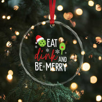 Funny Xmas Pickleball Crystal Glass Ornament Eat Dink And Be Merry TS11