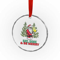 Funny Xmas Pickleball Crystal Glass Ornament Eat Dink Be Merry Santa Pickleball Player TS09