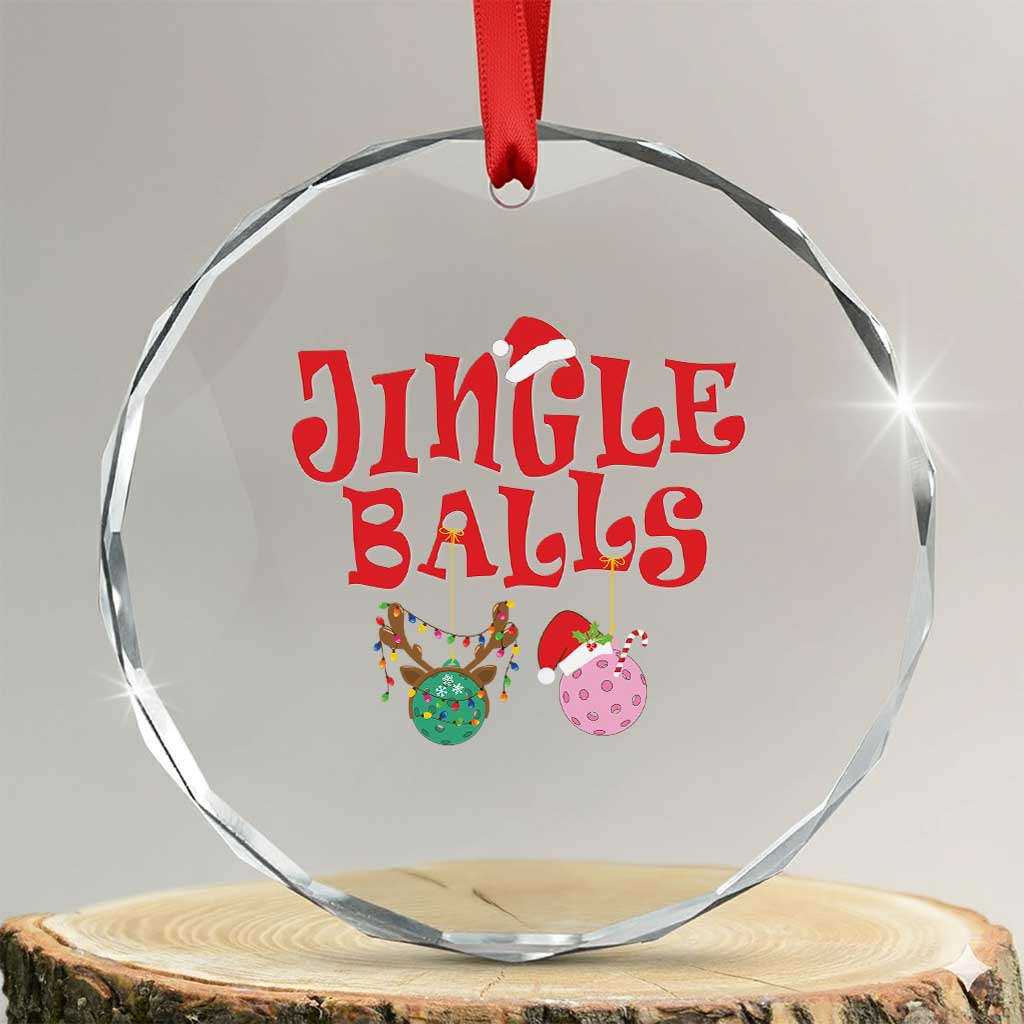 Funny Xmas Pickleball Crystal Glass Ornament Jingle Balls Reindeer Santa Hat Ball TS11