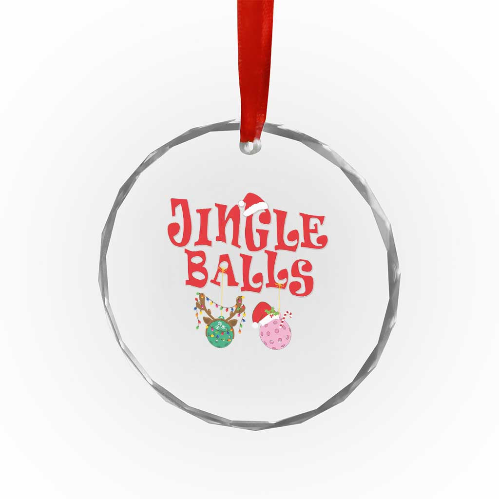 Funny Xmas Pickleball Crystal Glass Ornament Jingle Balls Reindeer Santa Hat Ball TS11