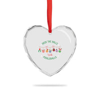 Funny Xmas Pickleball Heart Crystal Glass Ornament Deck The Halls With Pickleballs Santa Hat - Wonder Print Shop