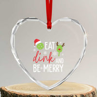 Funny Xmas Pickleball Heart Crystal Glass Ornament Eat Dink And Be Merry - Wonder Print Shop
