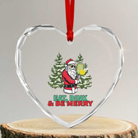 Funny Xmas Pickleball Heart Crystal Glass Ornament Eat Dink Be Merry Santa Pickleball Player - Wonder Print Shop