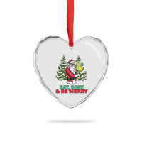 Funny Xmas Pickleball Heart Crystal Glass Ornament Eat Dink Be Merry Santa Pickleball Player - Wonder Print Shop