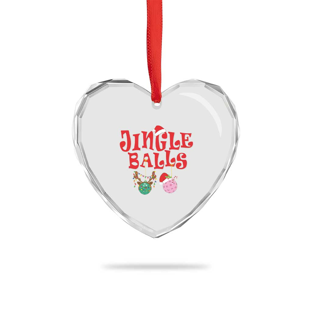 Funny Xmas Pickleball Heart Crystal Glass Ornament Jingle Balls Reindeer Santa Hat Ball - Wonder Print Shop