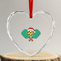 Funny Xmas Pickleball Holiday Santa Hat Heart Crystal Glass Ornament - Wonder Print Shop