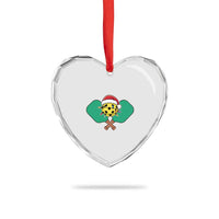 Funny Xmas Pickleball Holiday Santa Hat Heart Crystal Glass Ornament - Wonder Print Shop