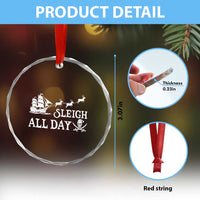 Funny Xmas Pirate Crystal Glass Ornament Sleigh All Day Pirate Skull Ship TS11
