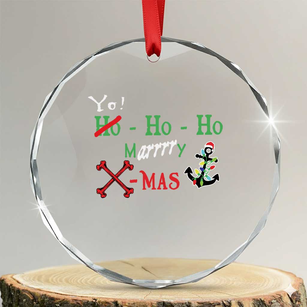 Funny Xmas Pirate Crystal Glass Ornament Yo Ho Ho Marrrrry X-Mas Anchor Santa Hat TS11
