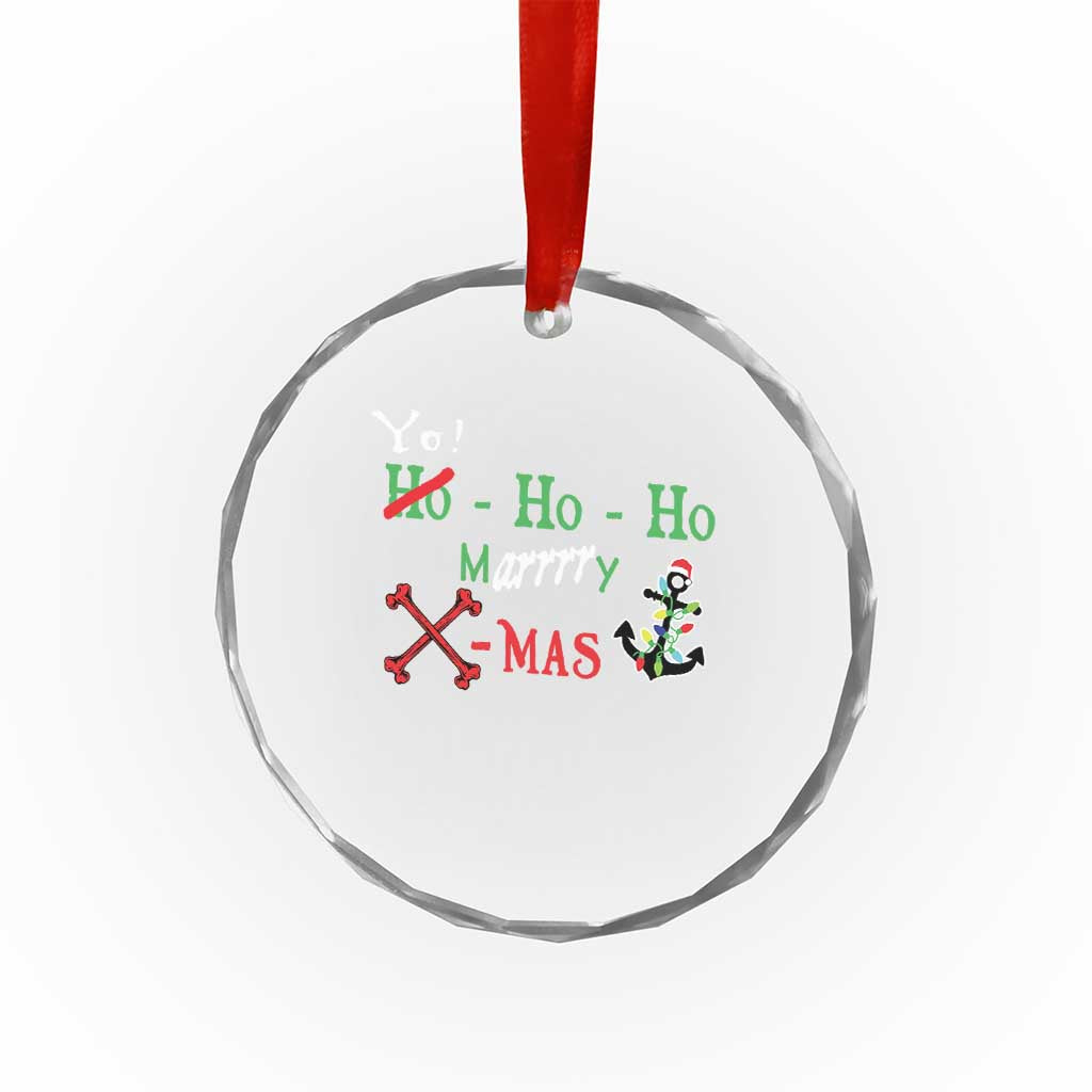 Funny Xmas Pirate Crystal Glass Ornament Yo Ho Ho Marrrrry X-Mas Anchor Santa Hat TS11