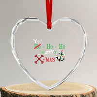 Funny Xmas Pirate Heart Crystal Glass Ornament Yo Ho Ho Marrrrry X-Mas Anchor Santa Hat - Wonder Print Shop