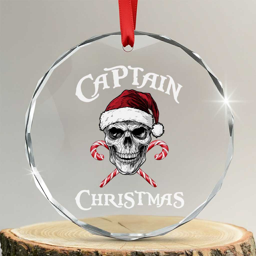 Funny Xmas Pirate Santa Crystal Glass Ornament Captain Xmas Skull Candy Canes TS11