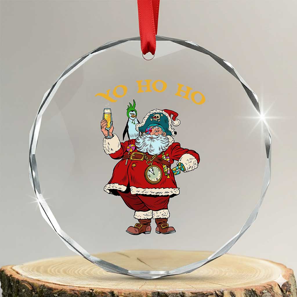 Funny Xmas Pirate Santa Crystal Glass Ornament Yo Ho Ho Holiday Xmas Pirate TS11