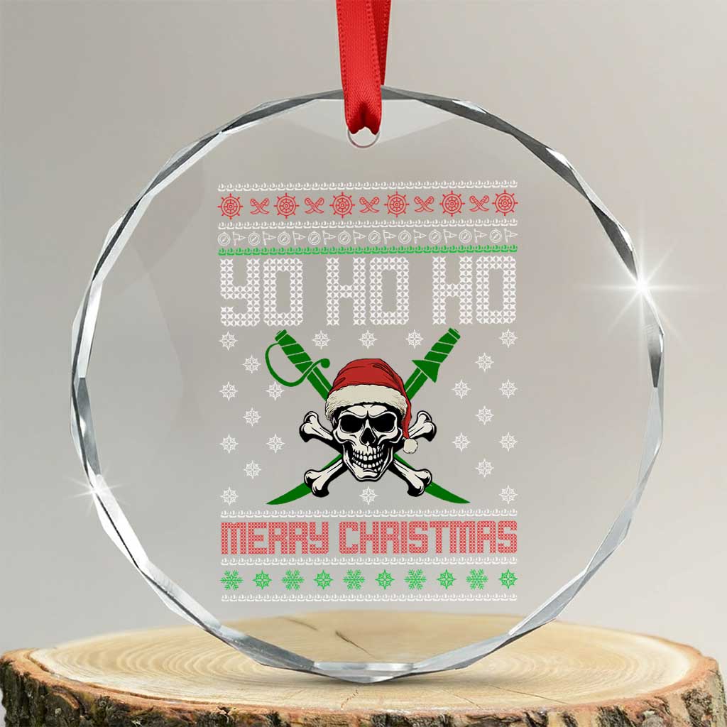 Funny Xmas Pirate Santa Crystal Glass Ornament Yo Ho Ho Merry Xmas Skull Santa Hat TS11