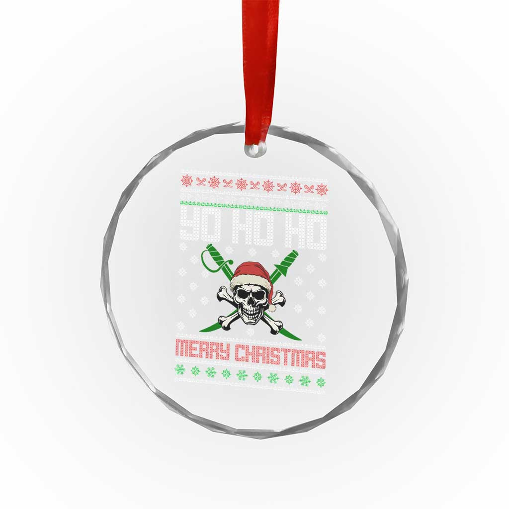 Funny Xmas Pirate Santa Crystal Glass Ornament Yo Ho Ho Merry Xmas Skull Santa Hat TS11