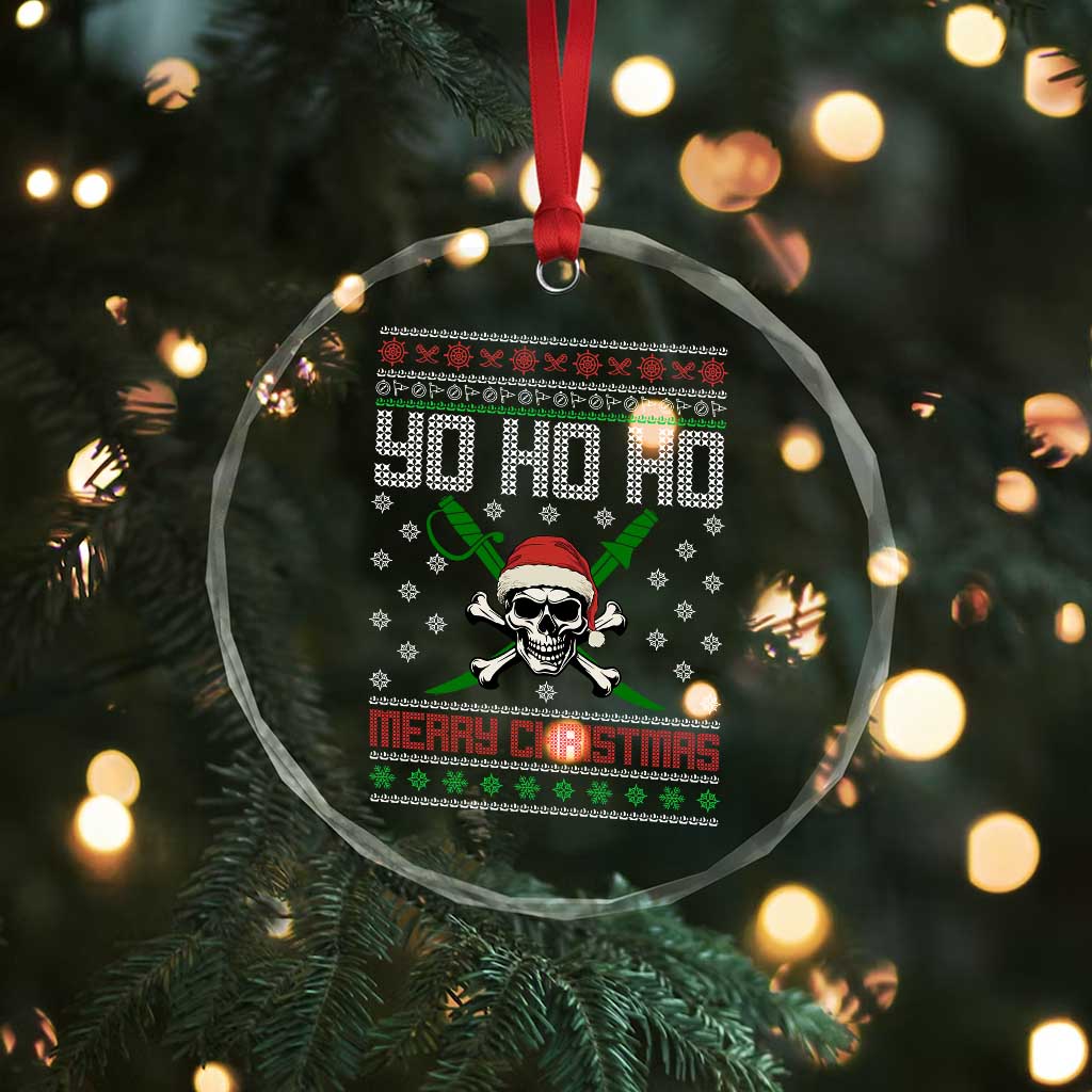 Funny Xmas Pirate Santa Crystal Glass Ornament Yo Ho Ho Merry Xmas Skull Santa Hat TS11