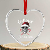 Funny Xmas Pirate Santa Heart Crystal Glass Ornament Captain Xmas Skull Candy Canes - Wonder Print Shop
