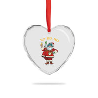 Funny Xmas Pirate Santa Heart Crystal Glass Ornament Yo Ho Ho Holiday Xmas Pirate - Wonder Print Shop