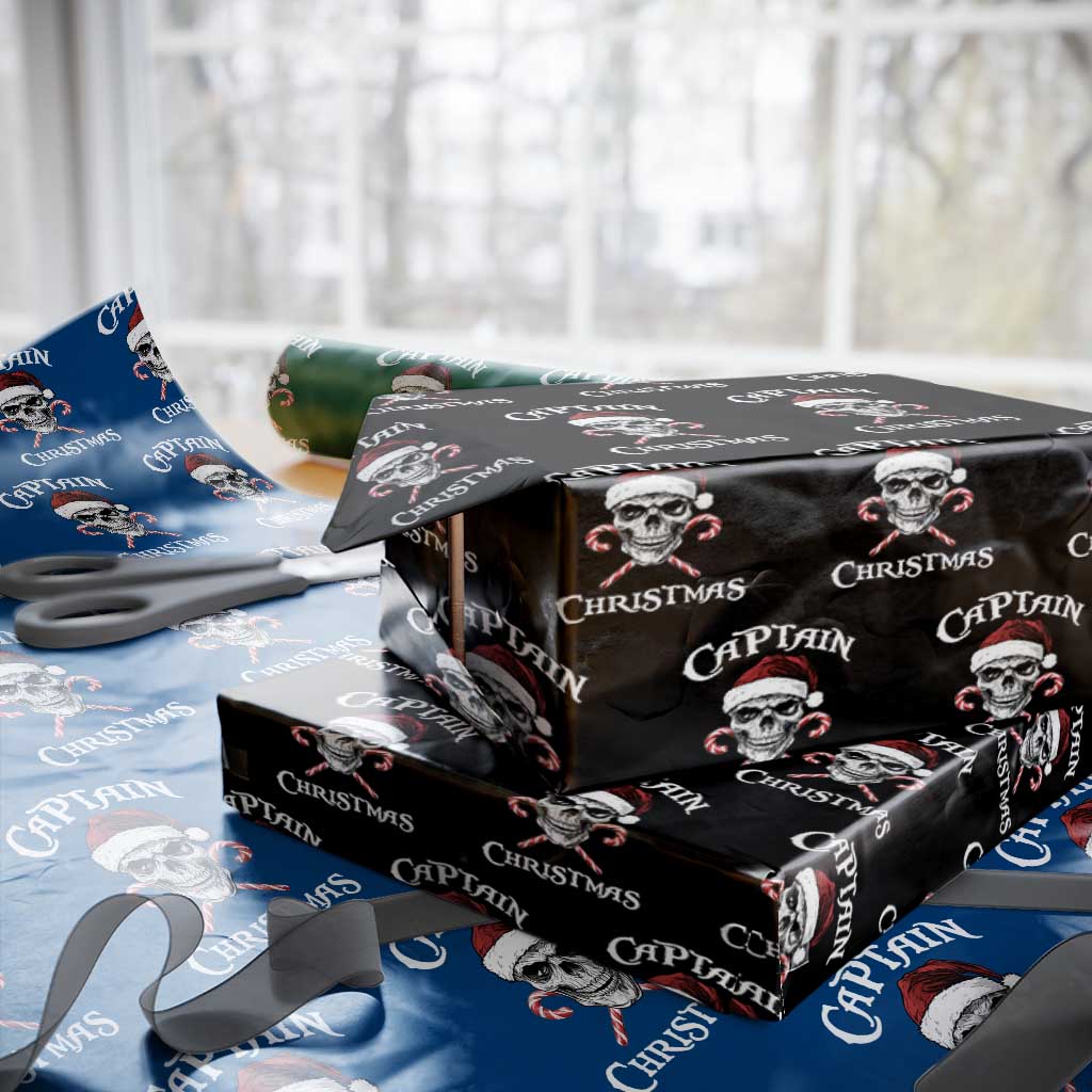 Funny Xmas Pirate Santa Wrapping Paper Roll Captain Christmas Skull Candy Canes - Wonder Print Shop