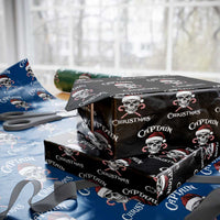 Funny Xmas Pirate Santa Wrapping Paper Roll Captain Christmas Skull Candy Canes - Wonder Print Shop