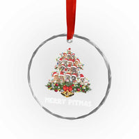 Funny Xmas Pitbull Crystal Glass Ornament Merry Pitmas Christmas Tree Dog Lover TS09