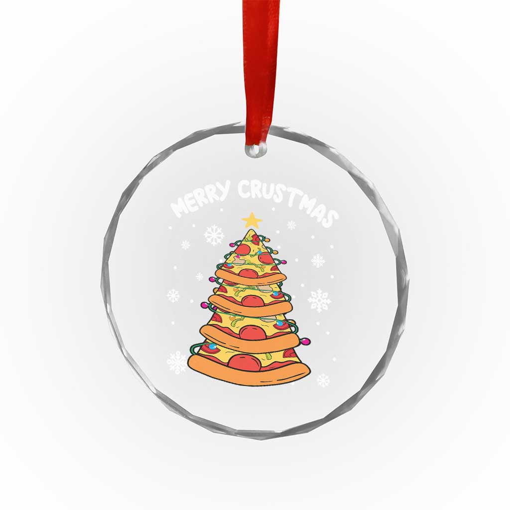 Funny Xmas Pizza Lover Crystal Glass Ornament Merry Crustmas Pizza Christmas Tree TS09