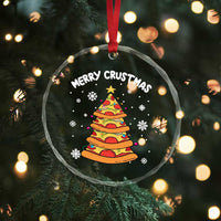 Funny Xmas Pizza Lover Crystal Glass Ornament Merry Crustmas Pizza Christmas Tree TS09