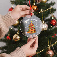 Funny Xmas Pizza Lover Crystal Glass Ornament Merry Crustmas Pizza Christmas Tree TS09